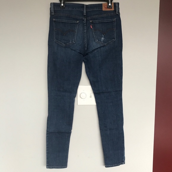 Levi’s 711 Skinny Distressed Medium-Dark Blue Jeans Size 30 - Picture 2 of 6